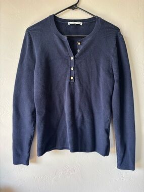 Abercrombie & Fitch Navy Ribbed Crewneck Sweater